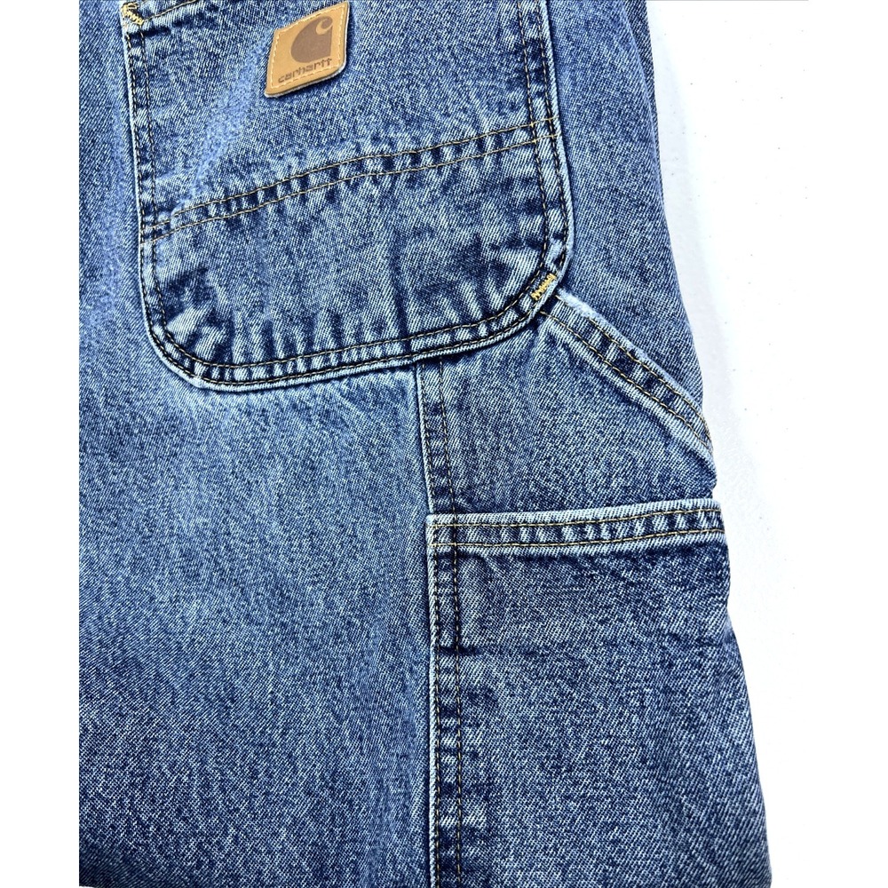 Carhartt Men's Cargo Blue Denim Original Dungaree Fit Workwear Pant Size 44 X 32